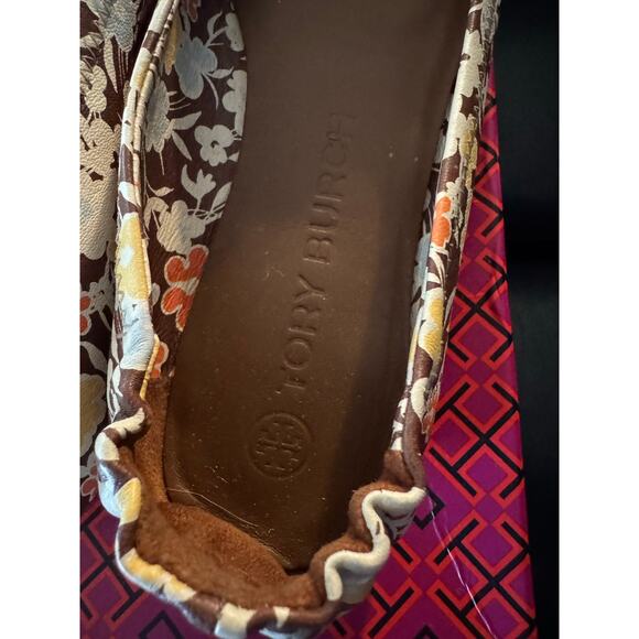 TORY BURCH MINNIE TRAVEL BALLET FLAT LEATHER BROWN REVERIE COMBO LOGO SZ US 9 - Picture 5 of 9